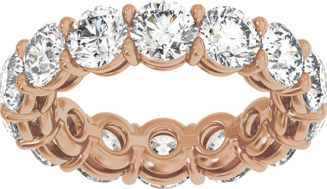 14K Gold Round Natural Diamond Low Profile Eternity Band - 4.3mm Stones - Rose Gold - view 3