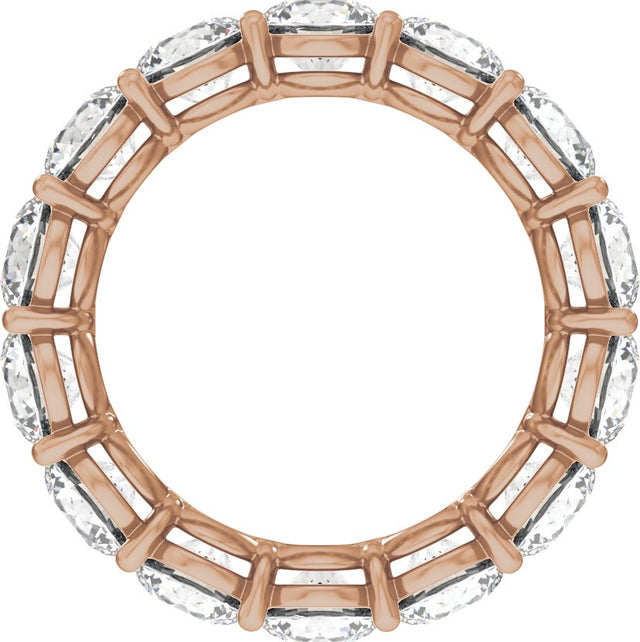14K Gold Round Natural Diamond Low Profile Eternity Band - 4.3mm Stones - Rose Gold - view 2