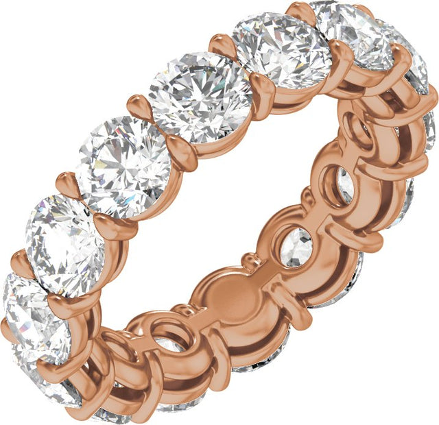 14K Gold Round Natural Diamond Low Profile Eternity Band - 4.3mm Stones - Rose Gold