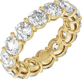 14K Gold Round Natural Diamond Low Profile Eternity Band - 4.3mm Stones - Yellow Gold
