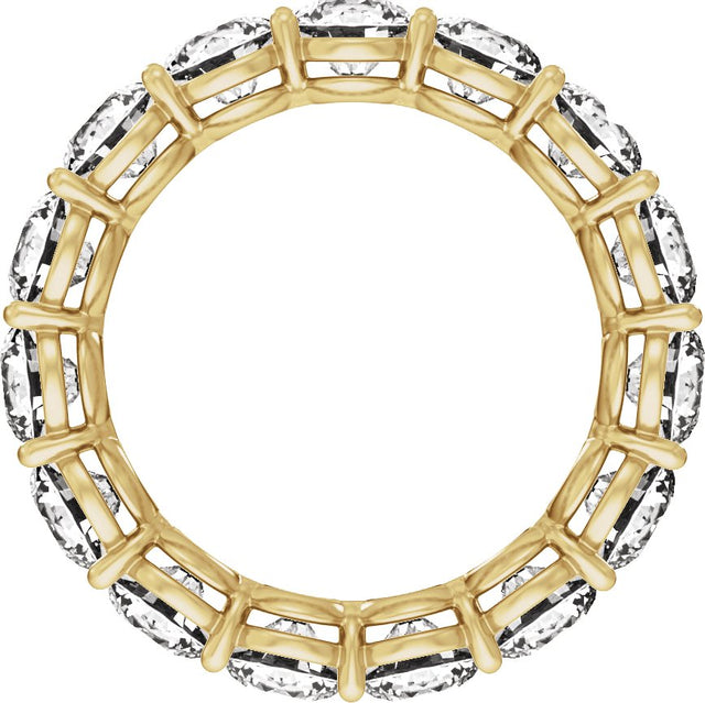 14K Gold Round Natural Diamond Low Profile Eternity Band - 4.3mm Stones - Yellow Gold - view 2