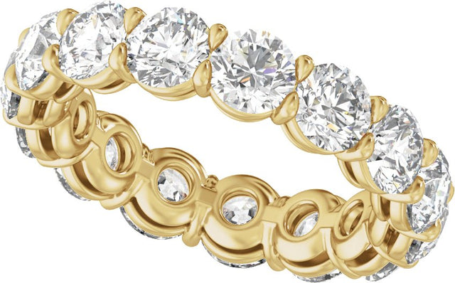 14K Gold Round Natural Diamond Low Profile Eternity Band - 4.3mm Stones - Yellow Gold - view 4