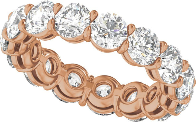 14K Gold Round Lab-Grown Diamond Low Profile Eternity Band - 4.3mm Stones - Rose Gold - view 5