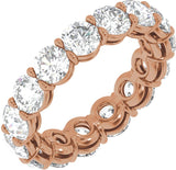 14K Gold Round Natural Diamond Low Profile Eternity Band - 4.3mm Stones - Rose Gold