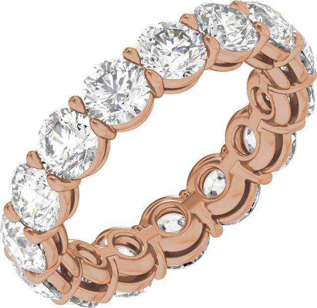 14K Gold Round Natural Diamond Low Profile Eternity Band - 4.3mm Stones - Rose Gold