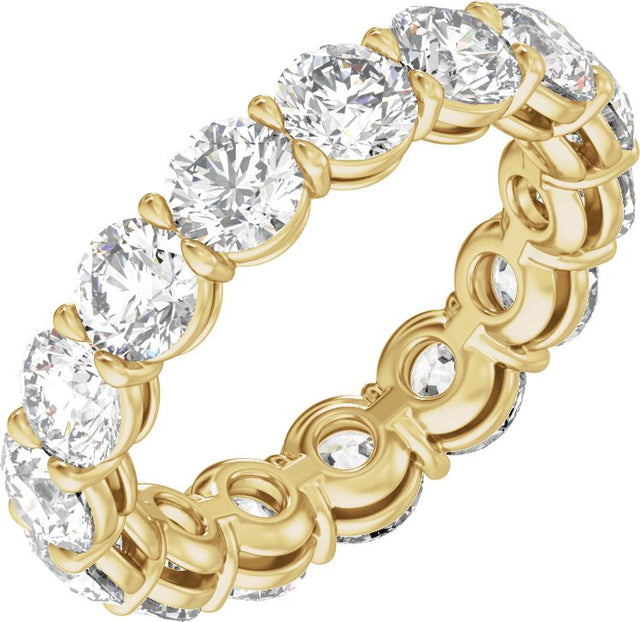 14K Gold Round Natural Diamond Low Profile Eternity Band - 4.3mm Stones - Yellow Gold