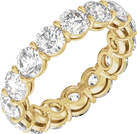 14K Gold Round Lab-Grown Diamond Low Profile Eternity Band - 4.3mm Stones - Yellow Gold