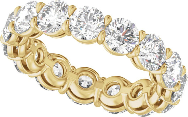 14K Gold Round Natural Diamond Low Profile Eternity Band - 4.3mm Stones - Yellow Gold - view 5