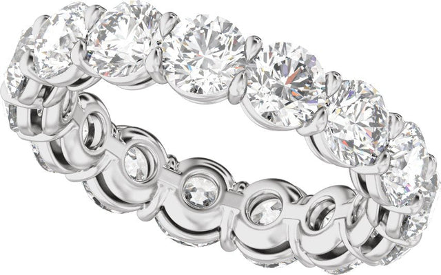 14K Gold Round Natural Diamond Low Profile Eternity Band - 4.3mm Stones - White Gold - view 5
