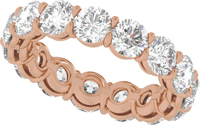 14K Gold Round Natural Diamond Low Profile Eternity Band - 4.3mm Stones - Rose Gold - view 5