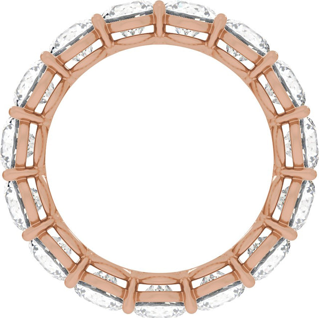 14K Gold Round Natural Diamond Low Profile Eternity Band - 4.3mm Stones - Rose Gold - view 2