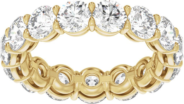 14K Gold Round Natural Diamond Low Profile Eternity Band - 4.3mm Stones - Yellow Gold - view 3