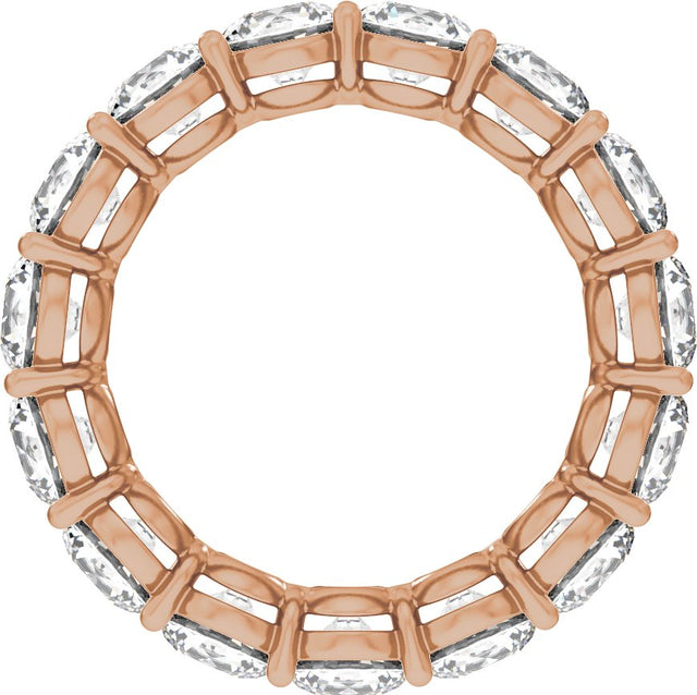 14K Gold Round Natural Diamond Low Profile Eternity Band - 4.3mm Stones - Rose Gold - view 2