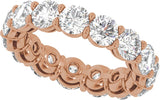 14K Gold Round Natural Diamond Low Profile Eternity Band - 4.3mm Stones - Rose Gold - view 5