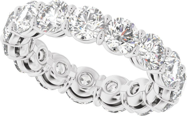 14K Gold Round Natural Diamond Low Profile Eternity Band - 4.3mm Stones - White Gold - view 5