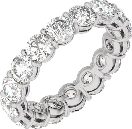 14K Gold Round Lab-Grown Diamond Low Profile Eternity Band - 4.3mm Stones - White Gold