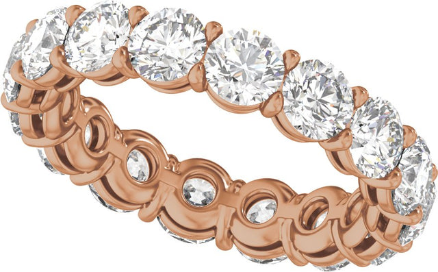 14K Gold Round Lab-Grown Diamond Low Profile Eternity Band - 4.3mm Stones - Rose Gold - view 5