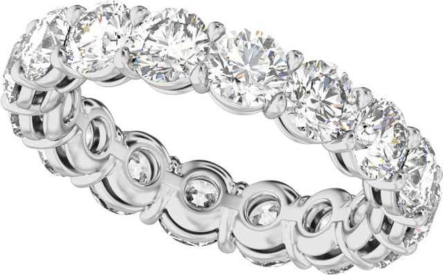 14K Gold Round Natural Diamond Low Profile Eternity Band - 4.3mm Stones - White Gold - view 5