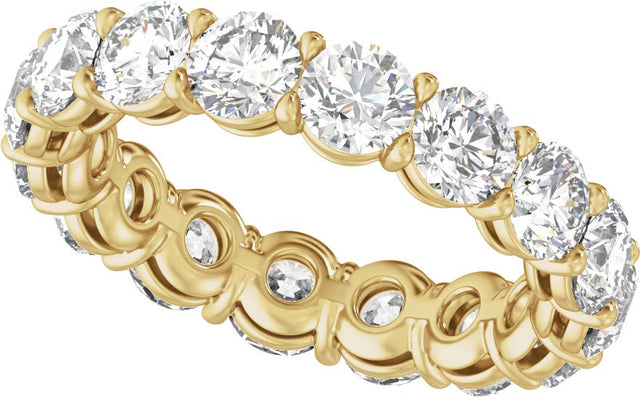 14K Gold Round Lab-Grown Diamond Low Profile Eternity Band - 4.3mm Stones - Yellow Gold - view 5