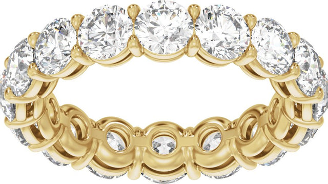 14K Gold Round Natural Diamond Low Profile Eternity Band - 4.3mm Stones - Yellow Gold - view 3