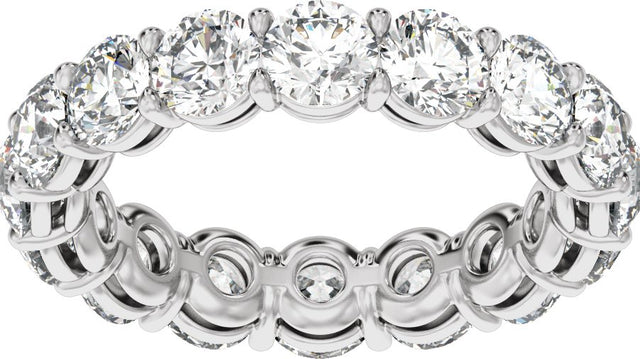 14K Gold Round Natural Diamond Low Profile Eternity Band - 4.3mm Stones - White Gold - view 3