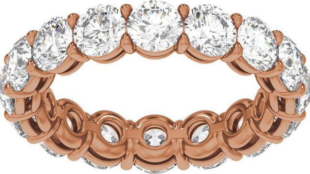 14K Gold Round Lab-Grown Diamond Low Profile Eternity Band - 4.3mm Stones - Rose Gold - view 3