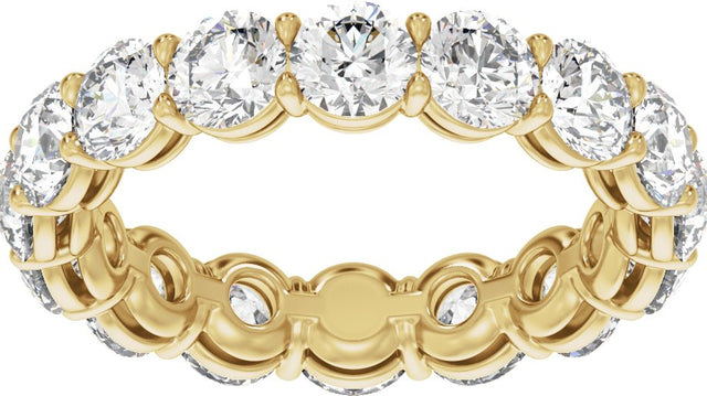 14K Gold Round Lab-Grown Diamond Low Profile Eternity Band - 4.3mm Stones - Yellow Gold - view 3