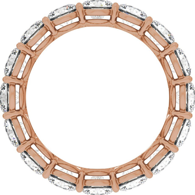 14K Gold Round Lab-Grown Diamond Low Profile Eternity Band - 4.3mm Stones - Rose Gold - view 2