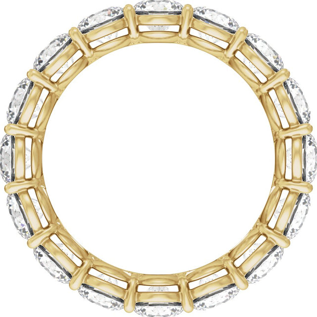 14K Gold Round Natural Diamond Low Profile Eternity Band - 4.3mm Stones - Yellow Gold - view 2