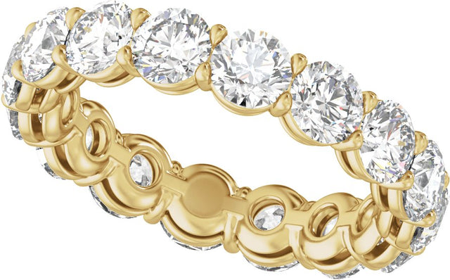 14K Gold Round Natural Diamond Low Profile Eternity Band - 4.3mm Stones - Yellow Gold - view 5