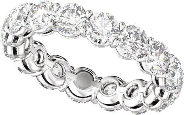 14K Gold Round Natural Diamond Low Profile Eternity Band - 4.3mm Stones - White Gold - view 4