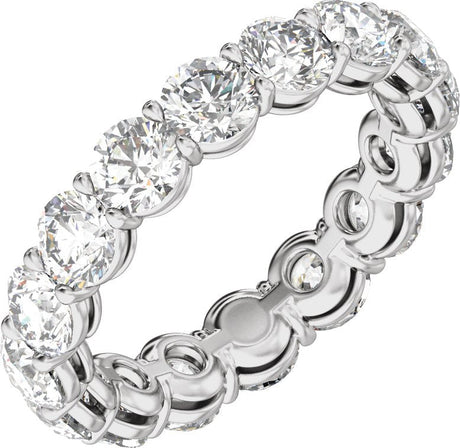 14K Gold Round Lab-Grown Diamond Low Profile Eternity Band - 4.3mm Stones - White Gold