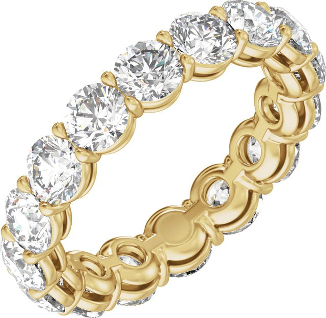 14K Gold Round Natural Diamond Low Profile Eternity Band - 4.3mm Stones - Yellow Gold