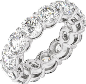 Platinum Round Natural Diamond Low Profile Eternity Band - 5mm Stones