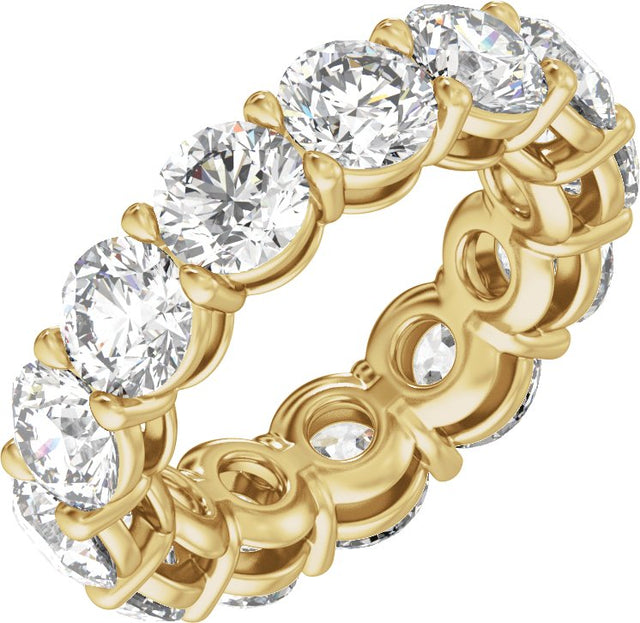14K Gold Round Natural Diamond Low Profile Eternity Band - 5mm Stones - Yellow Gold