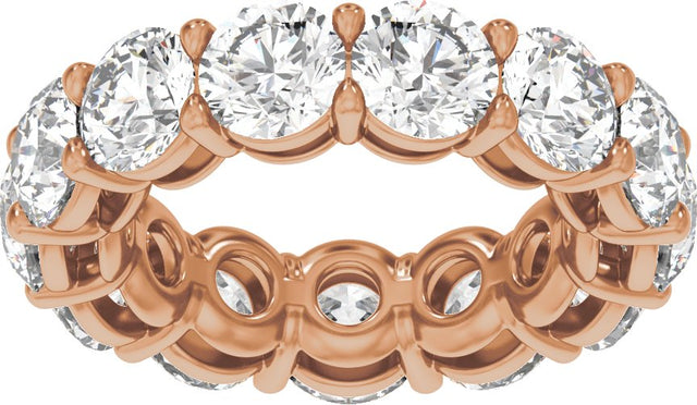 14K Gold Round Natural Diamond Low Profile Eternity Band - 5mm Stones - Rose Gold - view 3