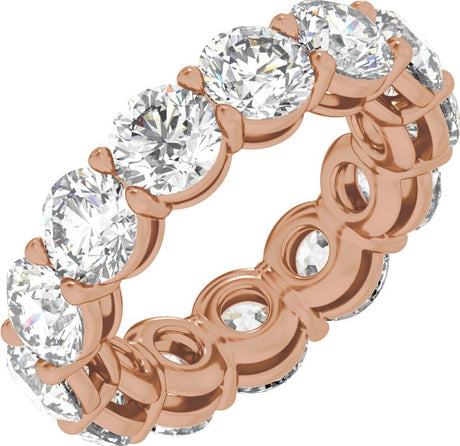 14K Gold Round Lab-Grown Diamond Low Profile Eternity Band - 5mm Stones - Rose Gold