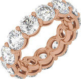 14K Gold Round Natural Diamond Low Profile Eternity Band - 5mm Stones - Rose Gold
