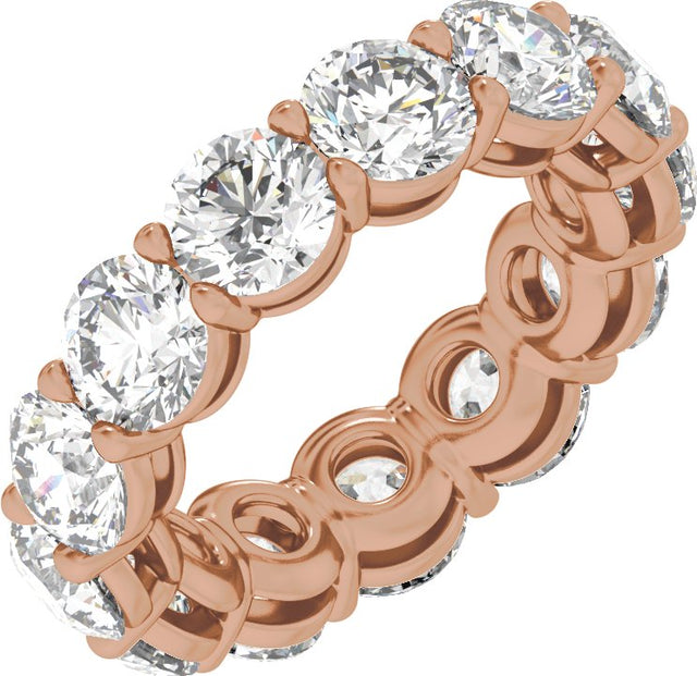 14K Gold Round Natural Diamond Low Profile Eternity Band - 5mm Stones - Rose Gold
