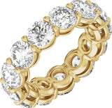 14K Gold Round Natural Diamond Low Profile Eternity Band - 5mm Stones - Yellow Gold