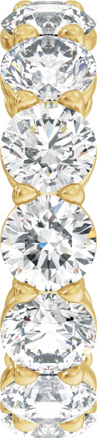 14K Gold Round Natural Diamond Low Profile Eternity Band - 5mm Stones - Yellow Gold - view 4