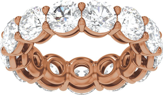14K Gold Round Natural Diamond Low Profile Eternity Band - 5mm Stones - Rose Gold - view 3