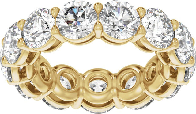 14K Gold Round Natural Diamond Low Profile Eternity Band - 5mm Stones - Yellow Gold - view 3
