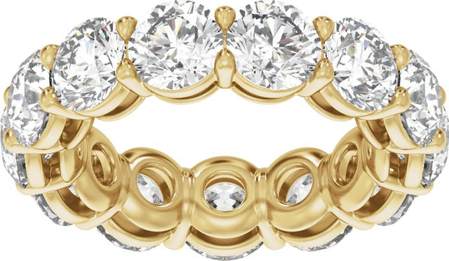 14K Gold Round Natural Diamond Low Profile Eternity Band - 5.8mm Stones - Yellow Gold - view 3