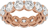 14K Gold Round Natural Diamond Low Profile Eternity Band - 5mm Stones - Rose Gold - view 3