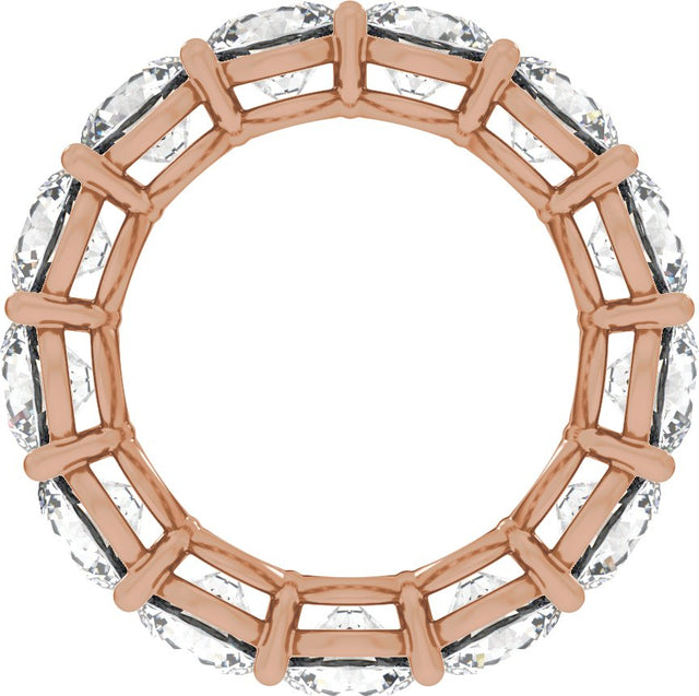 14K Gold Round Natural Diamond Low Profile Eternity Band - 5mm Stones - Rose Gold - view 2