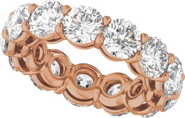 14K Gold Round Lab-Grown Diamond Low Profile Eternity Band - 5mm Stones - Rose Gold - view 5