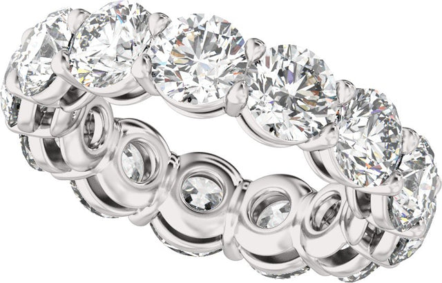 14K Gold Round Natural Diamond Low Profile Eternity Band - 5mm Stones - White Gold - view 5