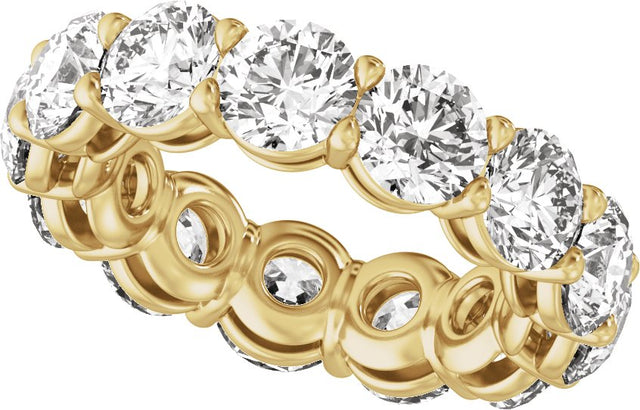 14K Gold Round Natural Diamond Low Profile Eternity Band - 5.8mm Stones - Yellow Gold - view 5