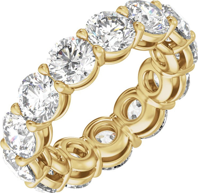 14K Gold Round Natural Diamond Low Profile Eternity Band - 5.8mm Stones - Yellow Gold